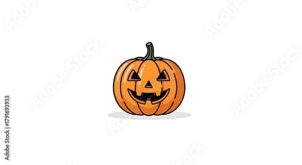 Fototapeta A small jack-o’-lantern with a happy face, minimal style, on clean white background