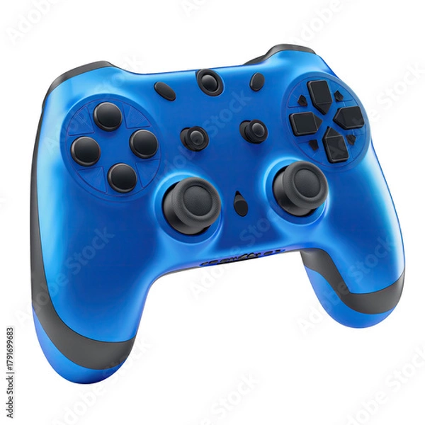 Fototapeta Detailed Blue Video Game Controller with Black Accents and Textured Joysticks on a Transparent Background Showing Advanced Gaming Technology