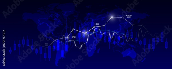 Obraz Financial market data analysis graph technology background image