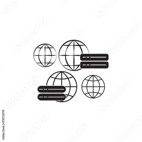 Fototapeta Global data network system | Internet servers and world connection vector