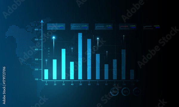 Obraz Financial market data analysis graph technology connection concept background