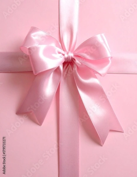 Obraz A pink gift box tied with satin ribbon and a bow