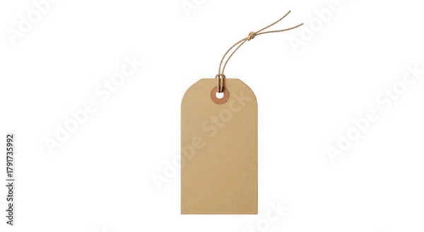 Fototapeta Blank brown paper tag with string