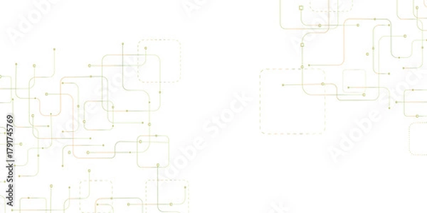 Fototapeta Vector digital technology white background. Concept with technology colorful line. Abstract futuristic background with crossed lines and dots. Illustration Vector design Network and Connection.