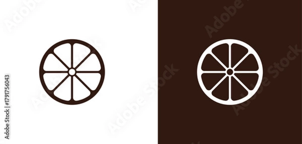 Obraz slice of lemon or orange silhouette vector