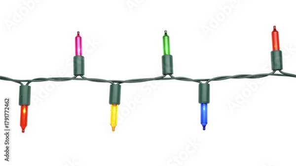 Fototapeta Colorful Christmas lights isolated on transparent background