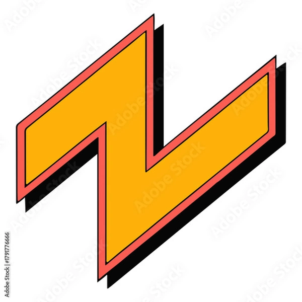 Fototapeta Yellow Zigzag Lightning Shape