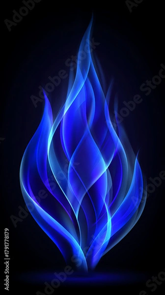 Fototapeta Modern flat vector of blue flame with dark and light blue color palette, simple solid background, high quality cartoon design, minimal illustration symbolizing heat, burn, and energy concepts