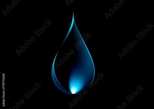 Fototapeta Modern flat vector of blue flame with dark and light blue color palette, simple solid background, high quality cartoon design, minimal illustration symbolizing heat, burn, and energy concepts