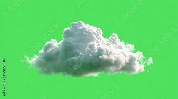 Fototapeta Fluffy cloud animation with transparent background on a bright green screen ideal for various creative projects and visual presentations