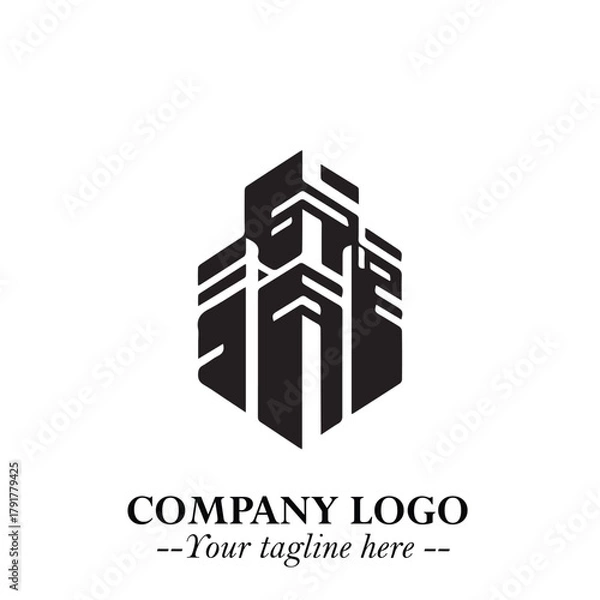 Obraz Building Logo Symbol in Black on the White Background with Modern Minimal Architecture Design