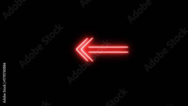 Fototapeta Neon arrow symbol icon illustration. Direction Arrow Symbol Pointing on black Screen background.