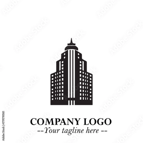 Obraz Building Logo Symbol in Black on the White Background with Modern Minimal Architecture Design