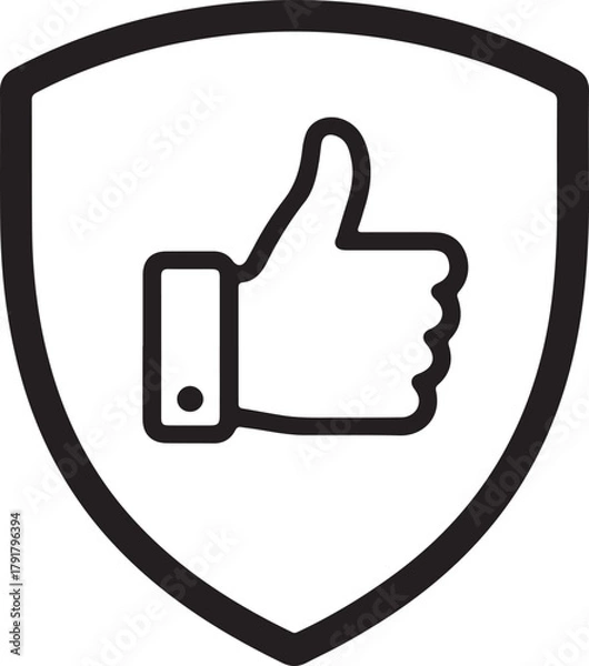 Fototapeta Reliability icon with thumb up inside shield
