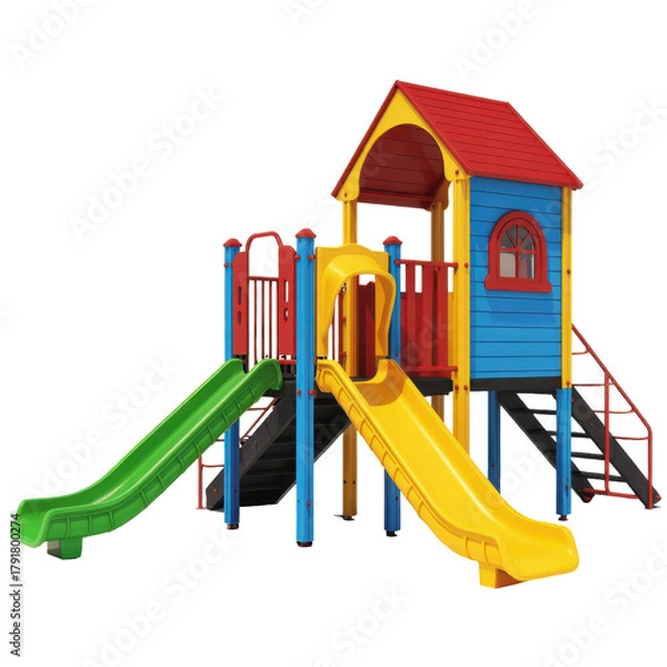 Fototapeta Colorful Children's Playground Slide Structure isolated on a transparent background