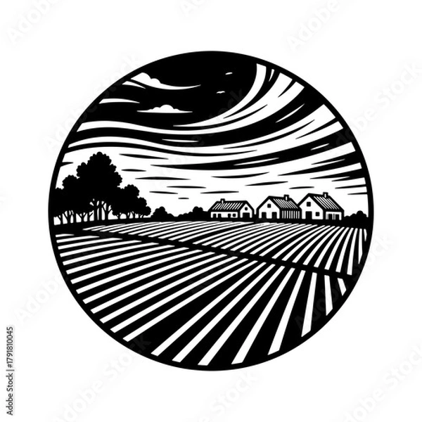Obraz Farm landscape illustration