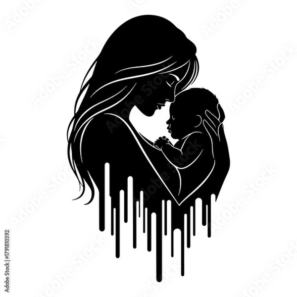 Obraz Mother and baby silhouette