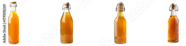 Fototapeta Bottles of homemade apple juice displayed on a transparent background generative ai