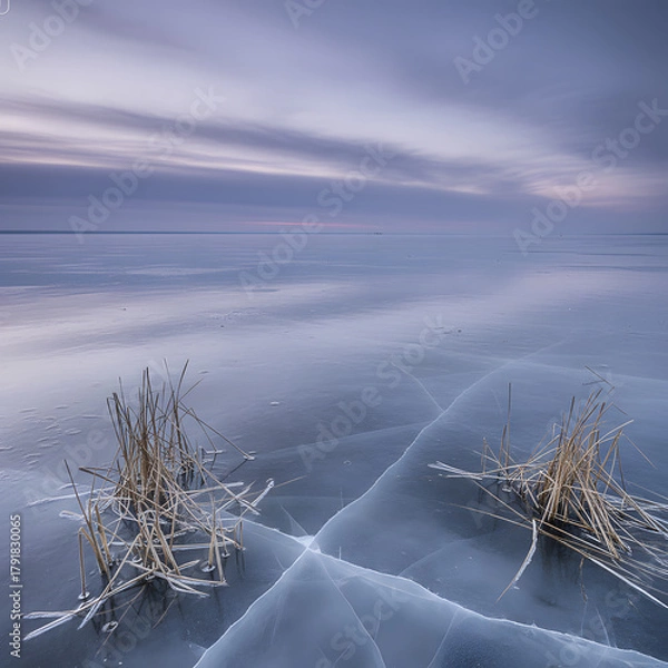Fototapeta frozen grass in the snow