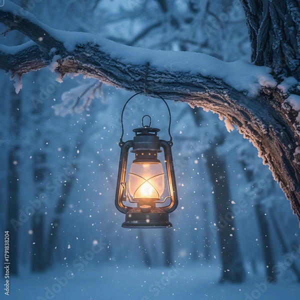 Obraz old lantern in the snow