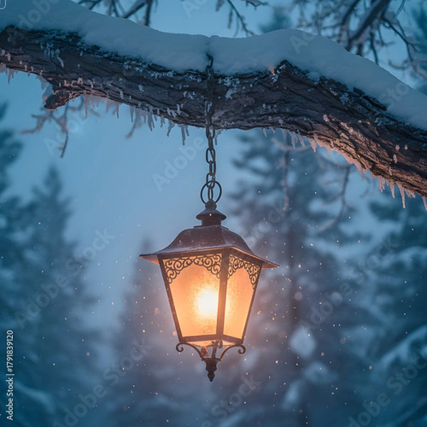 Obraz old lantern in the snow