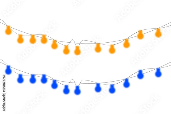 Fototapeta Vibrant decorative string lights with orange and blue glow