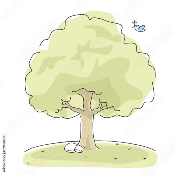 Obraz 木と動物のイラスト
