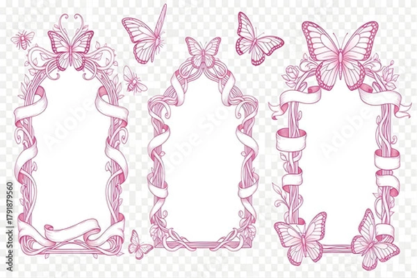 Obraz Frame with butterflies and ribbons