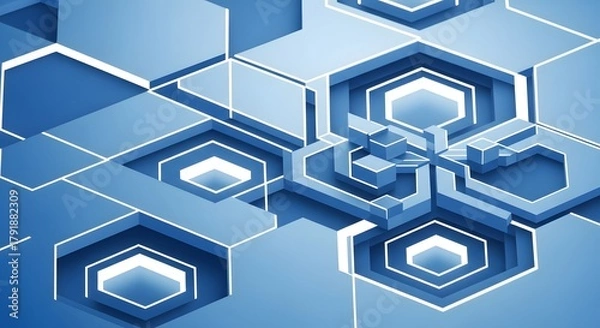 Fototapeta Abstract Blue Hexagon Pattern Conceptual Futuristic Design Connection Innovation Hi-Tech Network Communication Backdrop