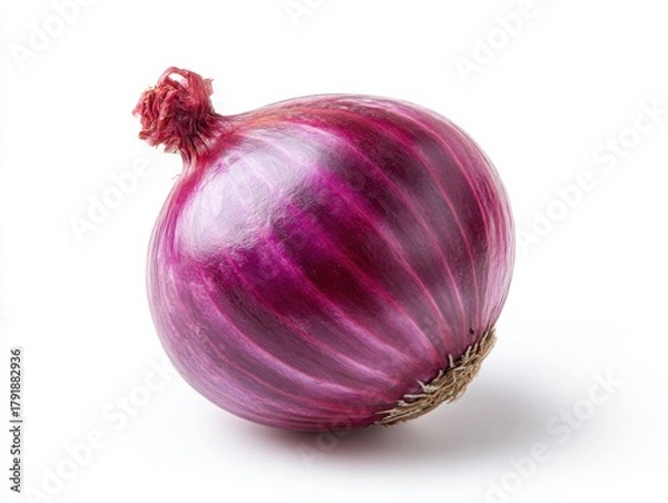Fototapeta Cooking action red onion preparation kitchen space food photography bright environment top-down view healthy ingredients