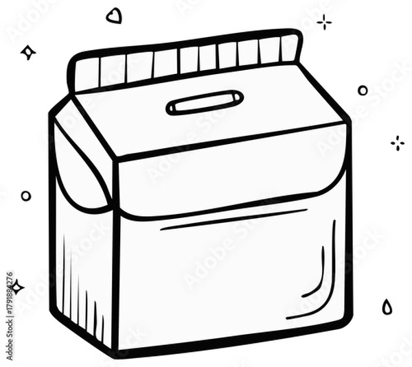 Fototapeta Doodle illustration of a juice carton with a handle and decorative sparkles