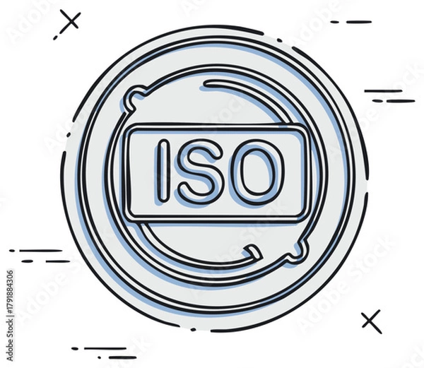 Fototapeta ISO certification line art icon for quality management system and standards