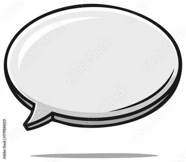 Obraz Isolated oval speech bubble illustration with black outline and shadow for conversations