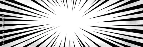 Fototapeta Vibrant anime manga background packed with comic tension. Speed lines and bursts highlight dramatic anime background action and classic comic flow.