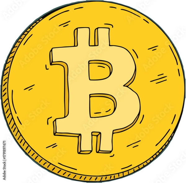 Obraz Golden Bitcoin Coin Illustration