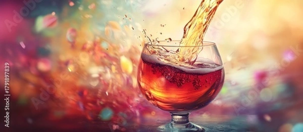 Fototapeta Amber Liquid Pouring Into Glass