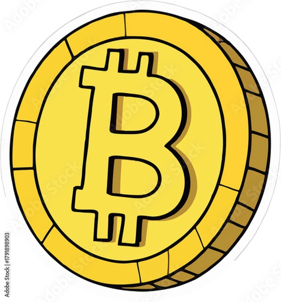 Obraz Golden Bitcoin Coin Illustration