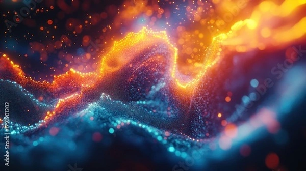 Fototapeta Abstract fire, ice, digital art, background