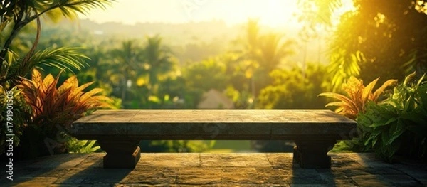 Fototapeta Tranquil Garden Bench