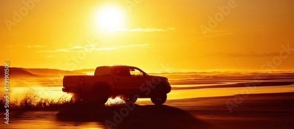 Fototapeta Truck Sunset Beach