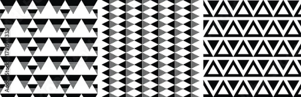 Fototapeta Black and White Pattern Texture Set Triangle halftone, Diamond halftone and Triangles