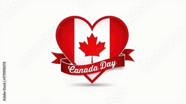 Obraz Heart shaped canadian flag with canada day ribbon