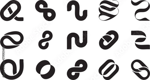 Fototapeta Creative Dynamic Shape and Infinity Symbol Elements for Digital and Business Branding.