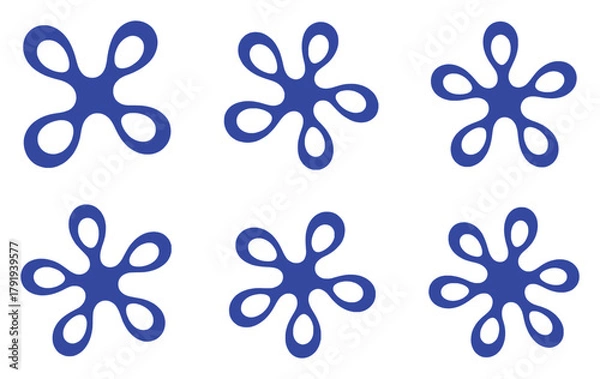 Obraz Six Blue Abstract Blob Shapes on White Background