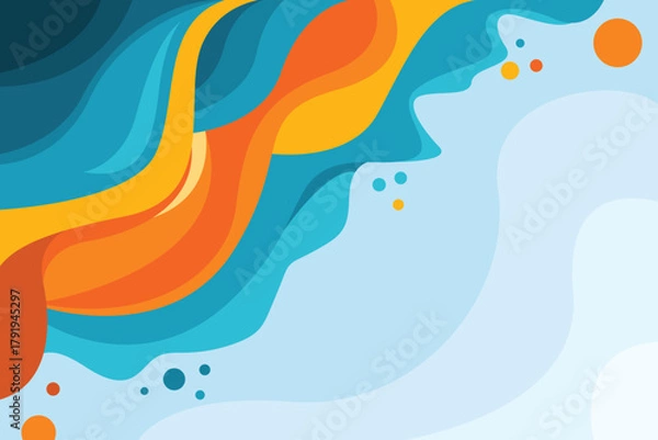 Fototapeta Blue and orange wave background template