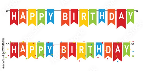 Obraz Colorful Happy Birthday Pennant Banner for Celebration Design