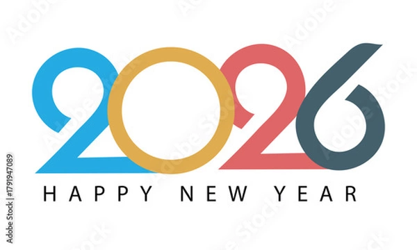Obraz Happy New Year 2026 Text Design with Circle and Modern Style