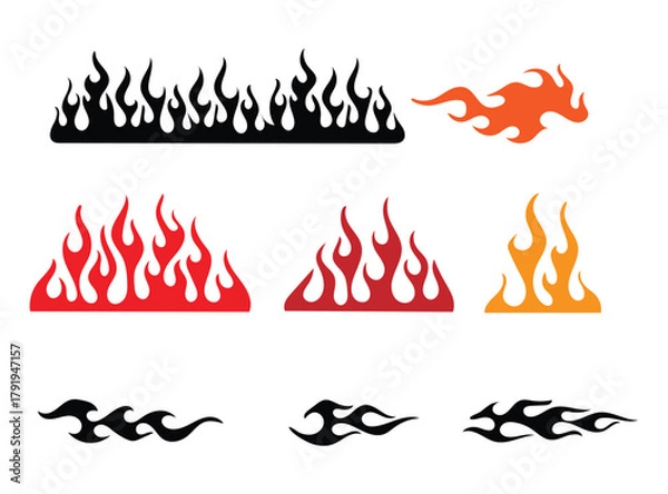 Obraz Set of Flame Vector Art for Decoration Design Isolated on Background