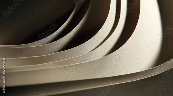 Obraz Minimalist Paper Curve Abstract Composition, Texture Design, Creative Material Art Graphic Design Element