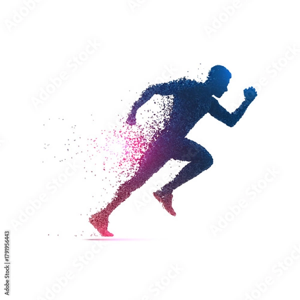 Obraz Dynamic Particle Runner Silhouette Vector on White Background